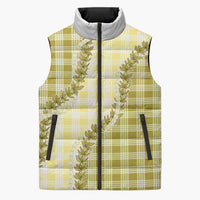 Yellow Hawaii Palaka Sleeveless Puffer Jacket Hawaiian Pikake Lei LT05 Unisex Yellow - Polynesian Pride