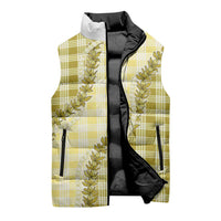 Yellow Hawaii Palaka Sleeveless Puffer Jacket Hawaiian Pikake Lei LT05 - Polynesian Pride