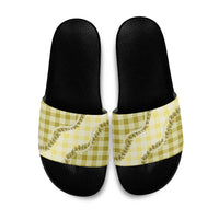 Yellow Hawaii Palaka Slide Sandals Hawaiian Pikake Lei LT05 Yellow - Polynesian Pride