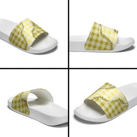 Yellow Hawaii Palaka Slide Sandals Hawaiian Pikake Lei LT05 - Polynesian Pride