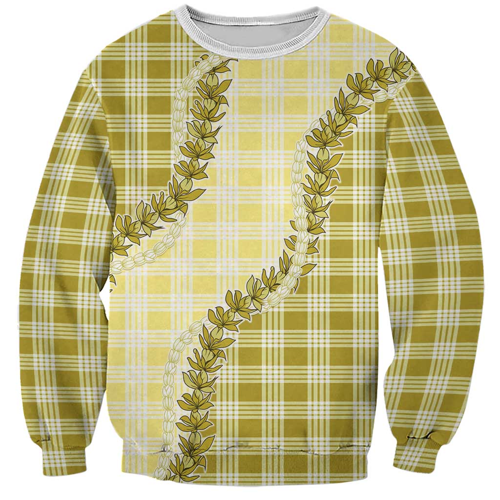 Yellow Hawaii Palaka Sweatshirt Hawaiian Pikake Lei LT05 Unisex Yellow - Polynesian Pride