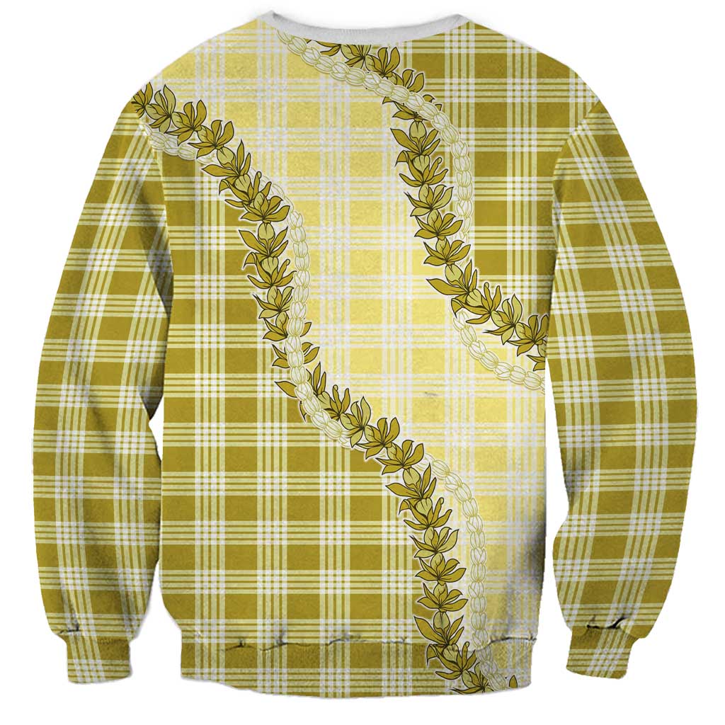 Yellow Hawaii Palaka Sweatshirt Hawaiian Pikake Lei LT05 - Polynesian Pride