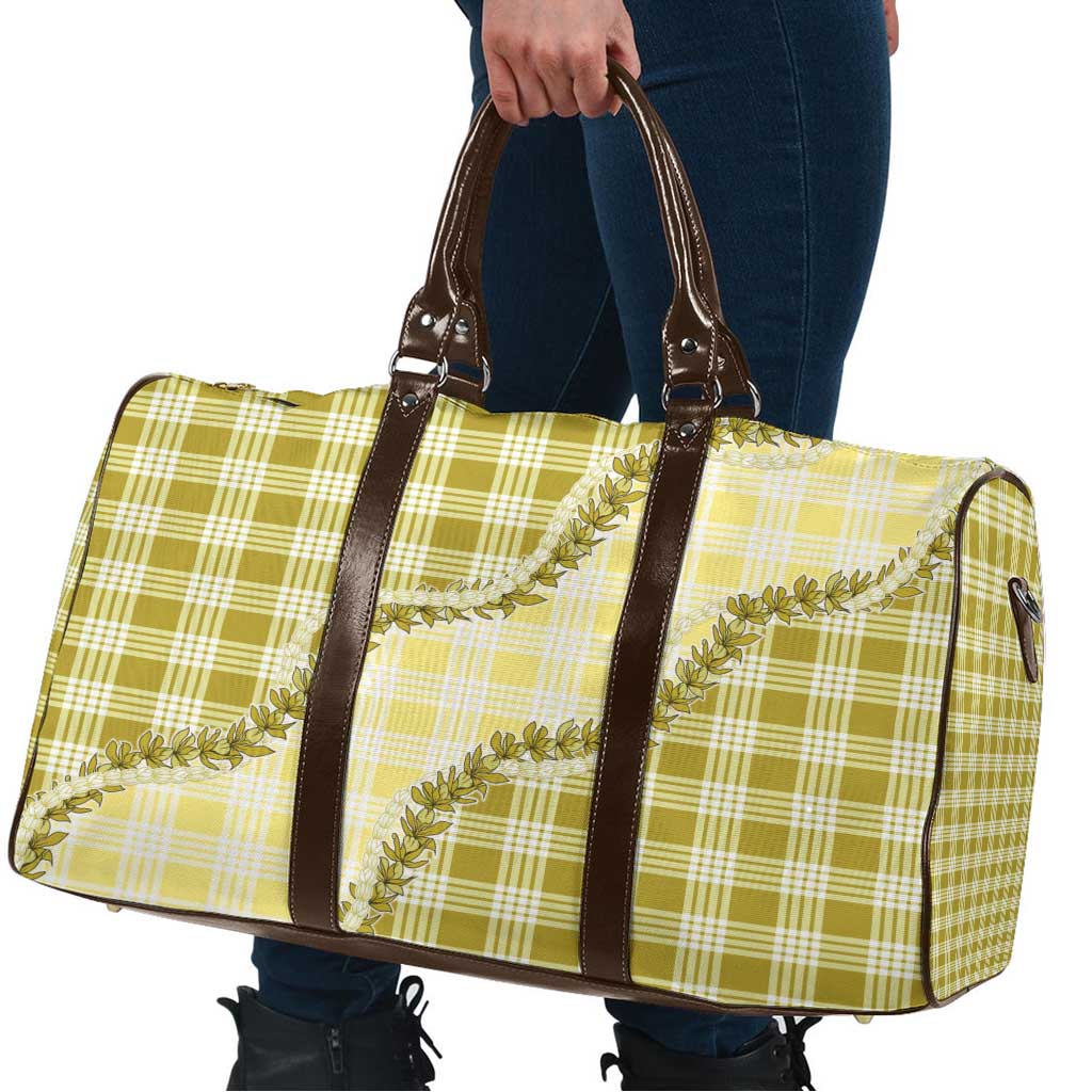 Yellow Hawaii Palaka Travel Bag Hawaiian Pikake Lei LT05 - Polynesian Pride