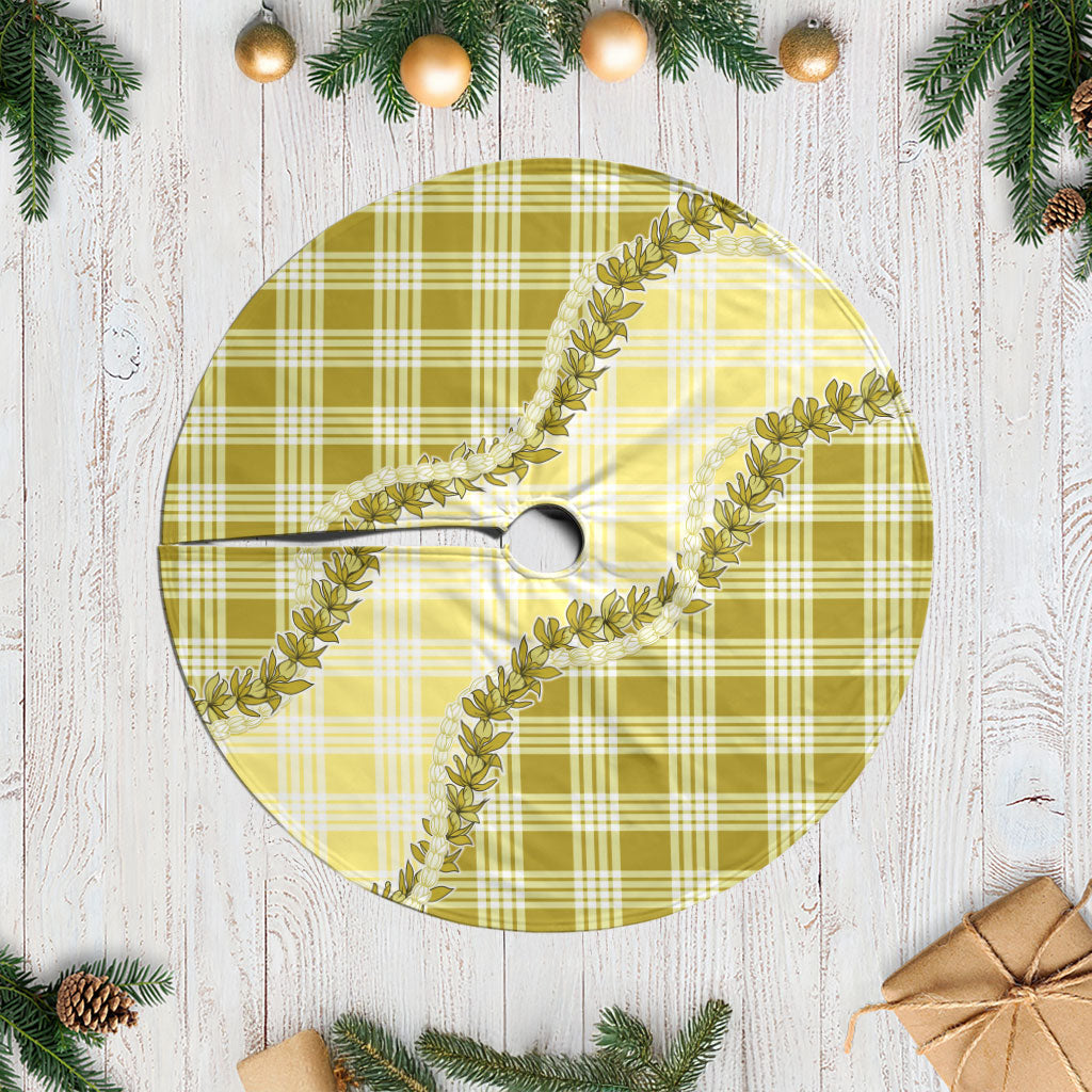 Yellow Hawaii Palaka Tree Skirt Hawaiian Pikake Lei