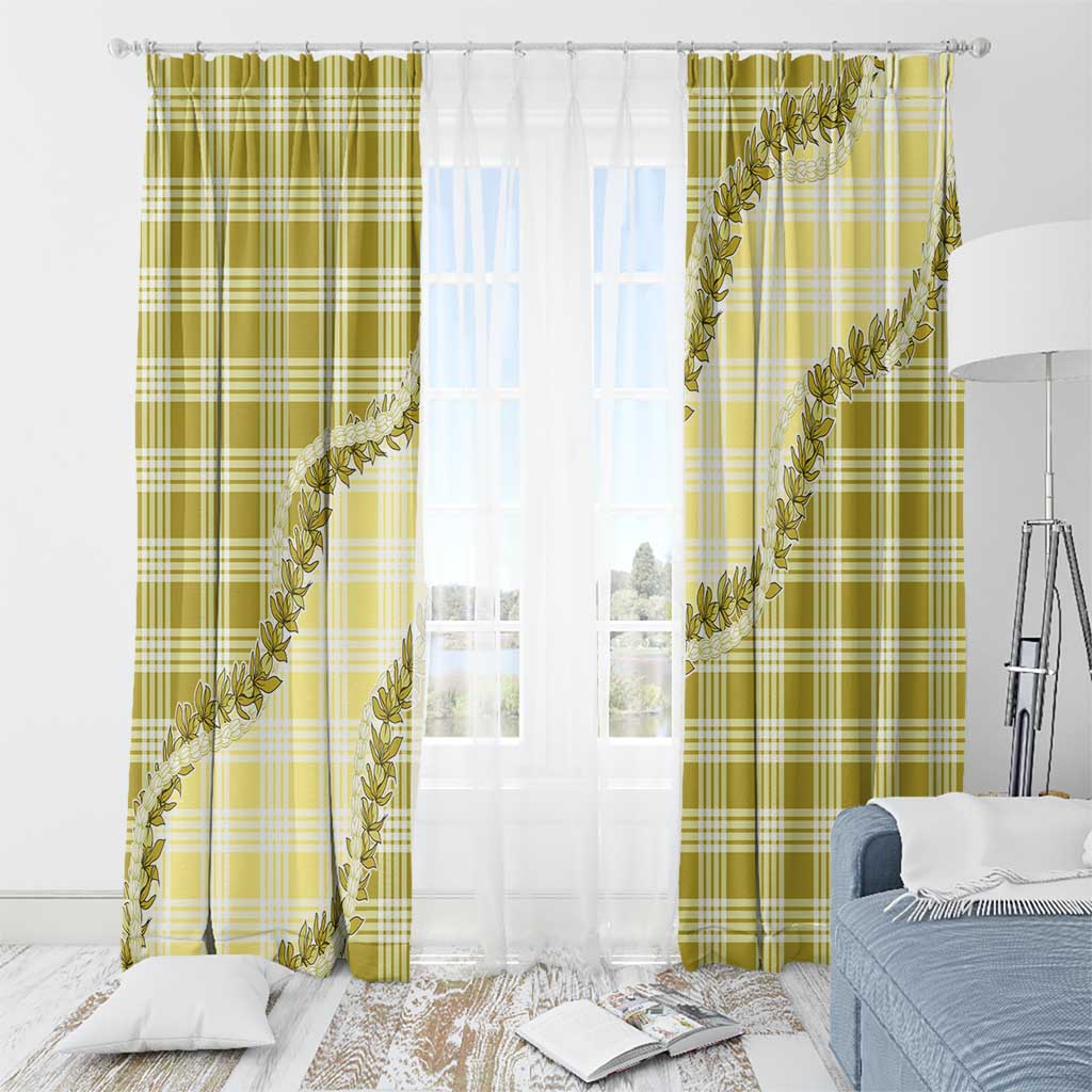 Yellow Hawaii Palaka Window Curtain Hawaiian Pikake Lei LT05 - Polynesian Pride