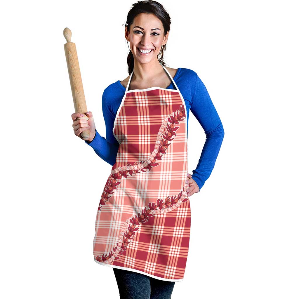 Red Hawaii Palaka Apron Hawaiian Pikake Lei LT05 - Polynesian Pride