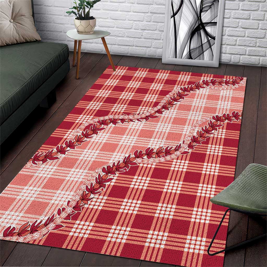 Red Hawaii Palaka Area Rug Hawaiian Pikake Lei LT05 Red - Polynesian Pride