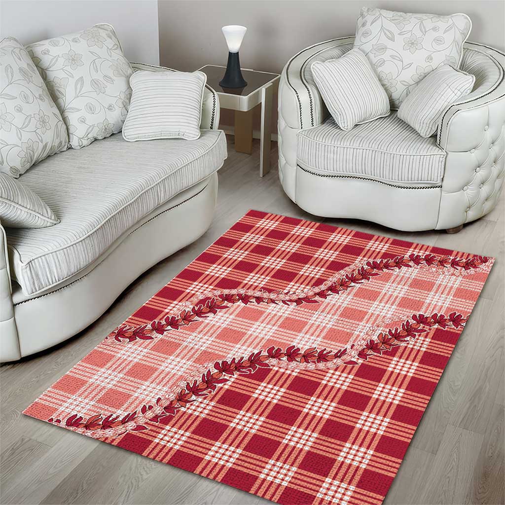 Red Hawaii Palaka Area Rug Hawaiian Pikake Lei LT05 - Polynesian Pride