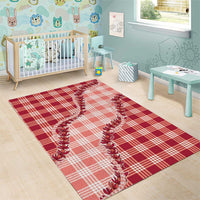 Red Hawaii Palaka Area Rug Hawaiian Pikake Lei LT05 - Polynesian Pride