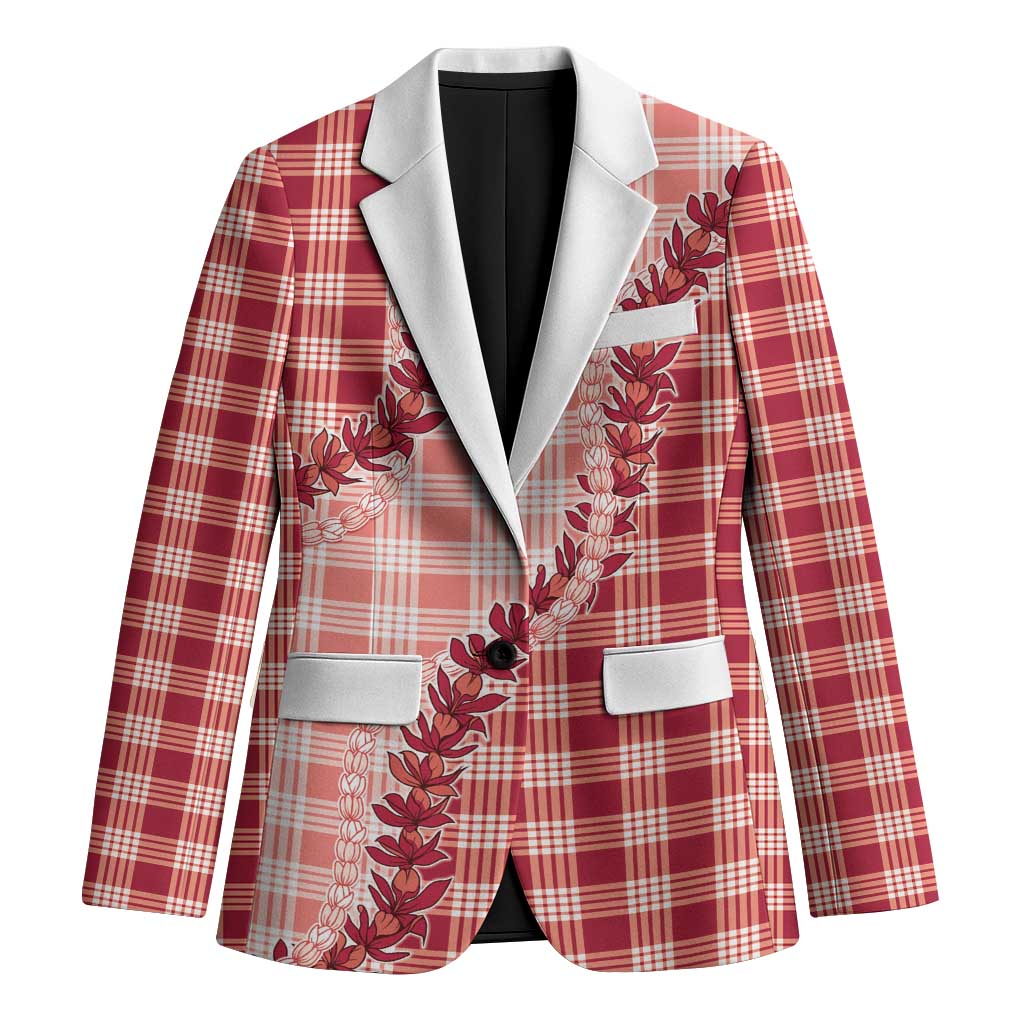 Red Hawaii Palaka Blazer Hawaiian Pikake Lei LT05 Unisex Red - Polynesian Pride