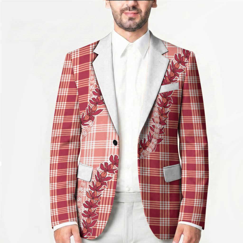 Red Hawaii Palaka Blazer Hawaiian Pikake Lei LT05 - Polynesian Pride