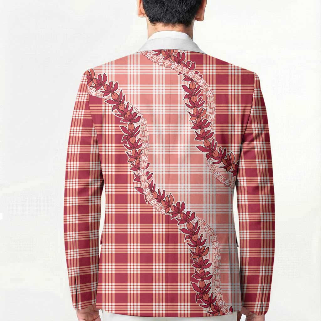 Red Hawaii Palaka Blazer Hawaiian Pikake Lei LT05 - Polynesian Pride
