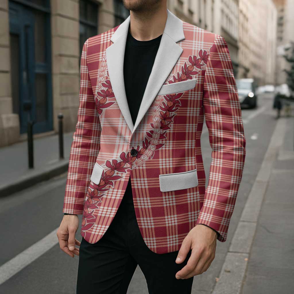 Red Hawaii Palaka Blazer Hawaiian Pikake Lei LT05 - Polynesian Pride
