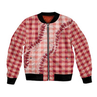 Red Hawaii Palaka Bomber Jacket Hawaiian Pikake Lei LT05 Unisex Red - Polynesian Pride