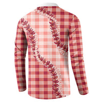 Red Hawaii Palaka Button Sweatshirt Hawaiian Pikake Lei LT05 - Polynesian Pride