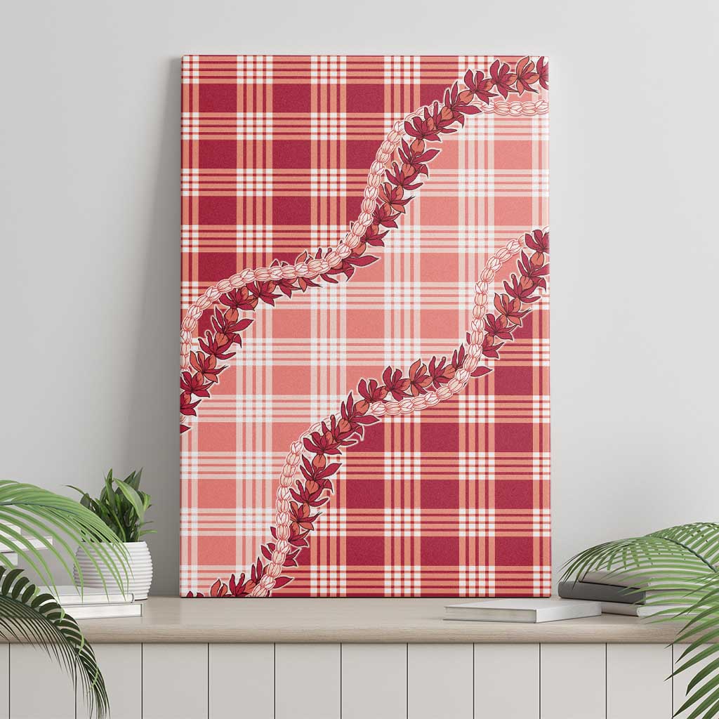 Red Hawaii Palaka Canvas Wall Art Hawaiian Pikake Lei LT05 - Polynesian Pride