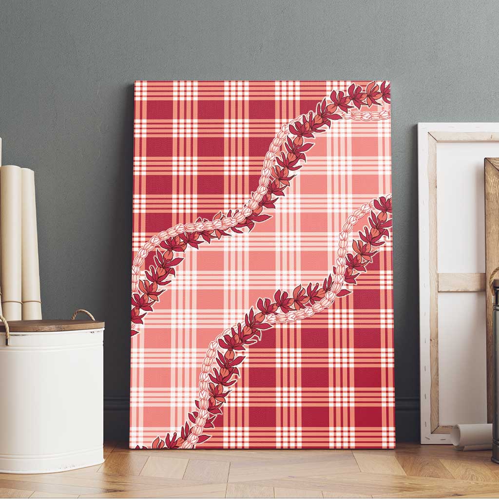 Red Hawaii Palaka Canvas Wall Art Hawaiian Pikake Lei LT05 - Polynesian Pride