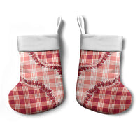 Red Hawaii Palaka Christmas Stocking Hawaiian Pikake Lei