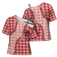 Red Hawaii Palaka Cross Shoulder Shirt Hawaiian Pikake Lei LT05 - Polynesian Pride