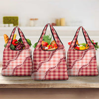 Red Hawaii Palaka Grocery Bag Hawaiian Pikake Lei LT05 3-pack One Size Red - Polynesian Pride