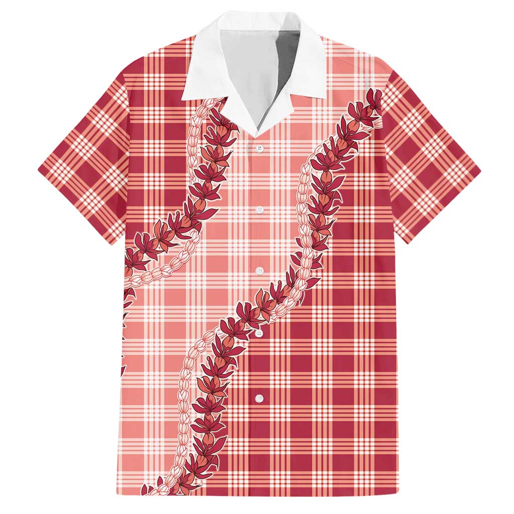 Red Hawaii Palaka Hawaiian Shirt Hawaiian Pikake Lei LT05 Red - Polynesian Pride
