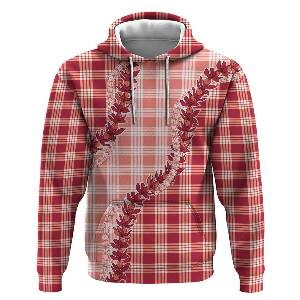 Red Hawaii Palaka Hoodie Hawaiian Pikake Lei LT05 Pullover Hoodie Red - Polynesian Pride