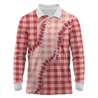 Red Hawaii Palaka Long Sleeve Polo Shirt Hawaiian Pikake Lei LT05 Red - Polynesian Pride
