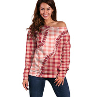 Red Hawaii Palaka Off Shoulder Sweater Hawaiian Pikake Lei LT05 Women Red - Polynesian Pride