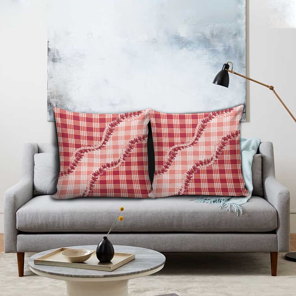 Red Hawaii Palaka Pillow Cover Hawaiian Pikake Lei LT05 - Polynesian Pride