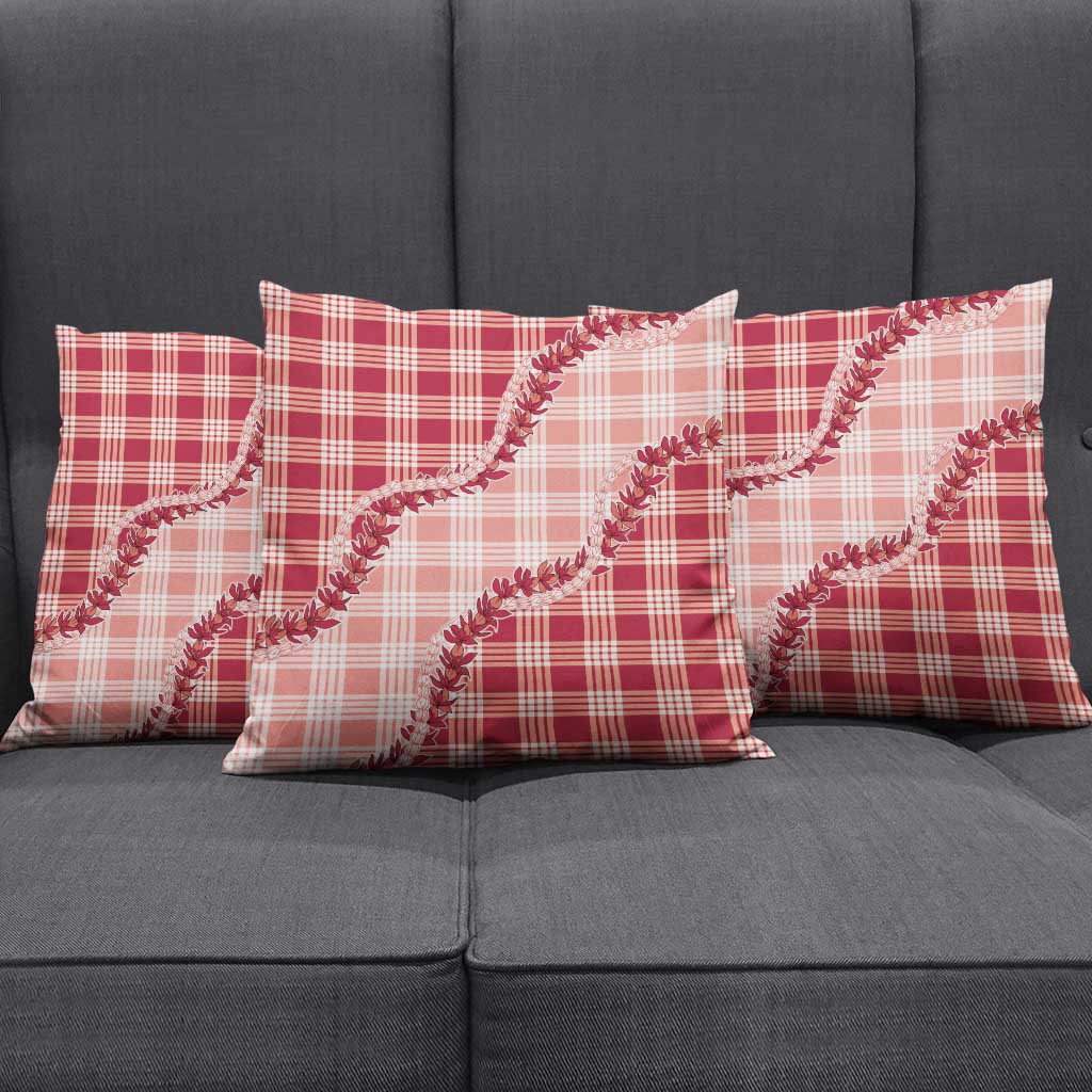 Red Hawaii Palaka Pillow Cover Hawaiian Pikake Lei LT05 - Polynesian Pride
