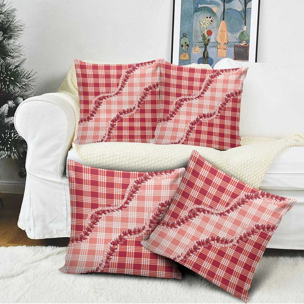 Red Hawaii Palaka Pillow Cover Hawaiian Pikake Lei LT05 - Polynesian Pride