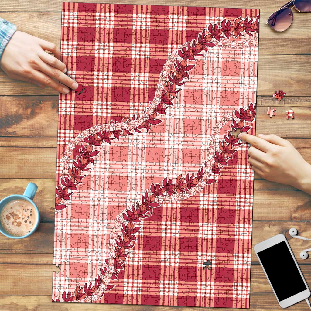 Red Hawaii Palaka Puzzle Hawaiian Pikake Lei LT05 Red - Polynesian Pride