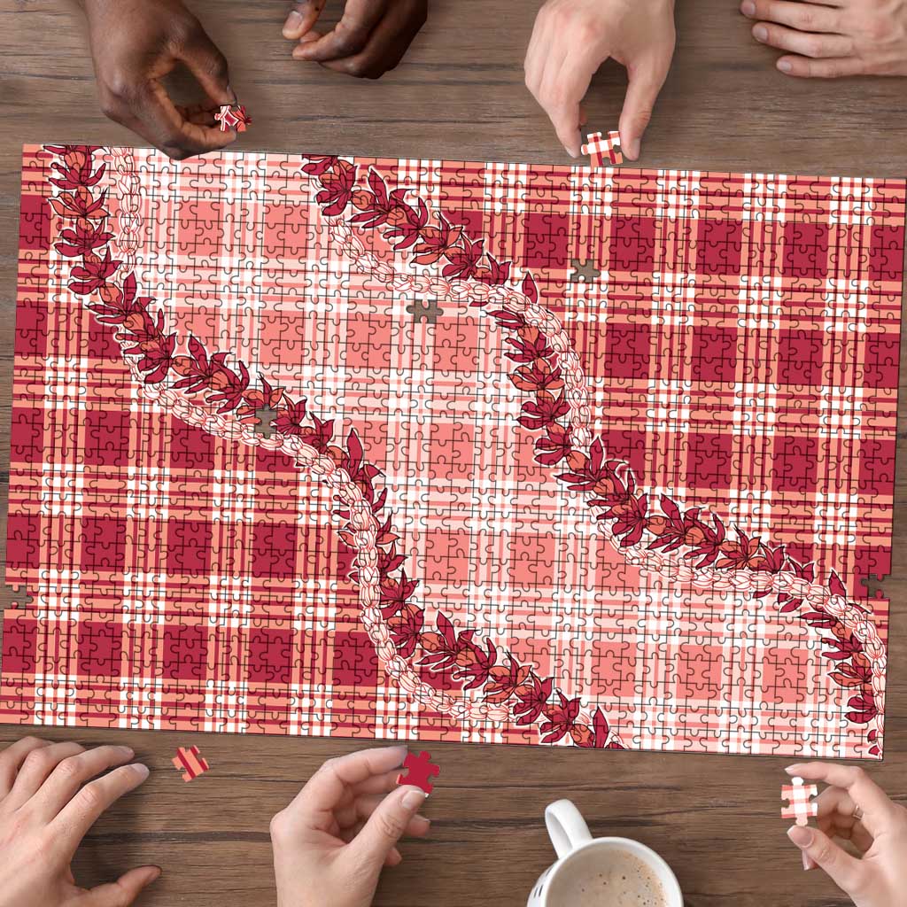 Red Hawaii Palaka Puzzle Hawaiian Pikake Lei LT05 - Polynesian Pride