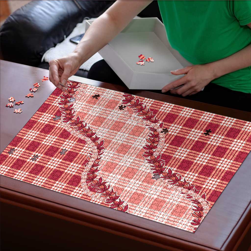 Red Hawaii Palaka Puzzle Hawaiian Pikake Lei LT05 - Polynesian Pride