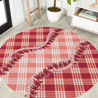 Red Hawaii Palaka Round Carpet Hawaiian Pikake Lei LT05 Red - Polynesian Pride