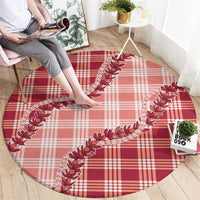 Red Hawaii Palaka Round Carpet Hawaiian Pikake Lei LT05 - Polynesian Pride