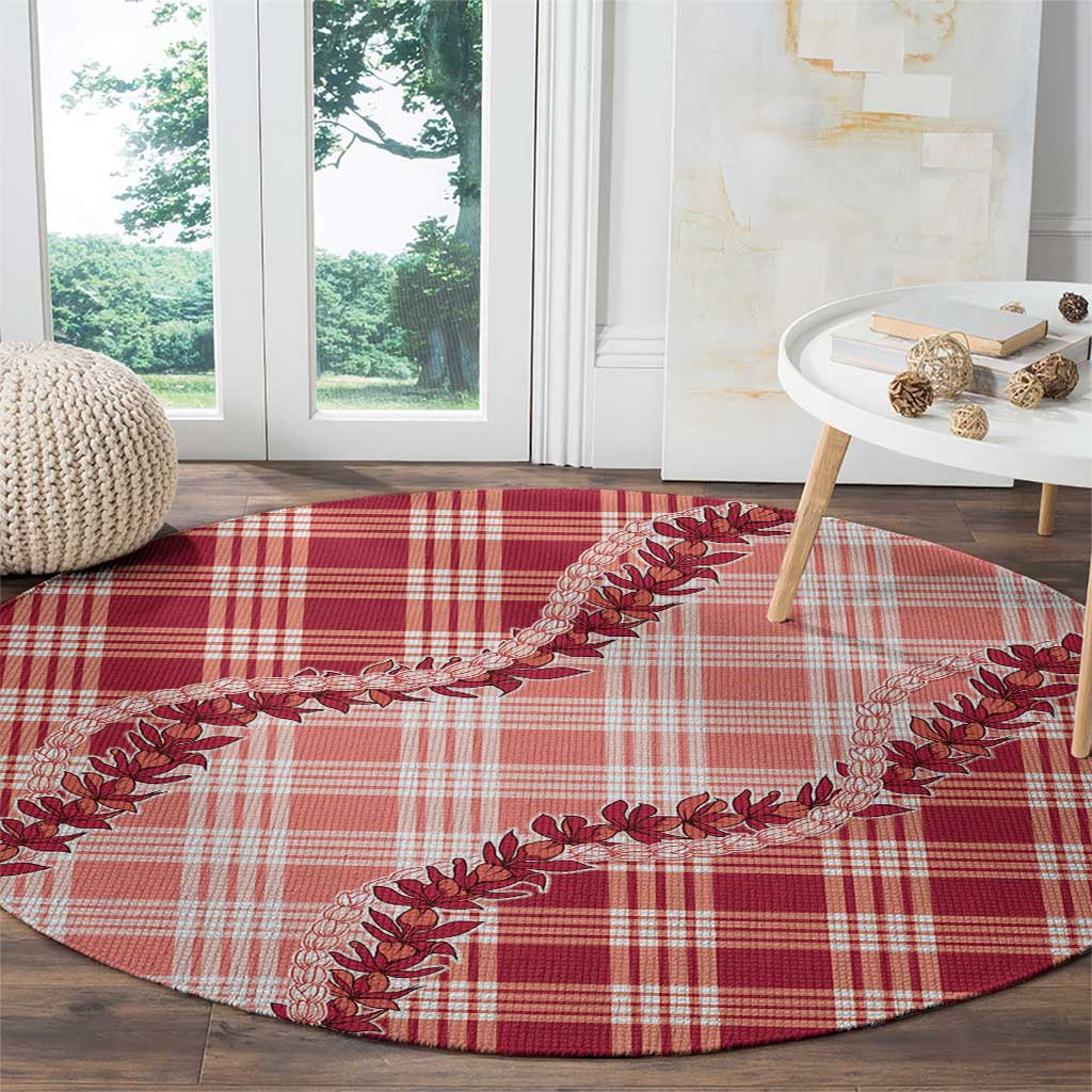 Red Hawaii Palaka Round Carpet Hawaiian Pikake Lei LT05 - Polynesian Pride