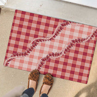 Red Hawaii Palaka Rubber Doormat Hawaiian Pikake Lei LT05 - Polynesian Pride