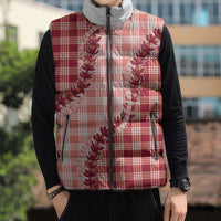 Red Hawaii Palaka Sleeveless Puffer Jacket Hawaiian Pikake Lei LT05 - Polynesian Pride