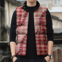 Red Hawaii Palaka Sleeveless Puffer Jacket Hawaiian Pikake Lei LT05 - Polynesian Pride