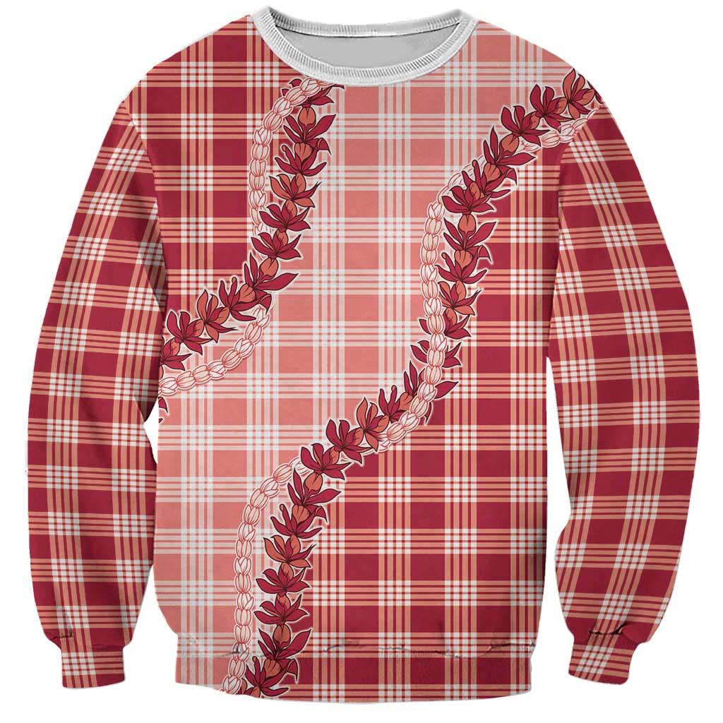 Red Hawaii Palaka Sweatshirt Hawaiian Pikake Lei LT05 Unisex Red - Polynesian Pride