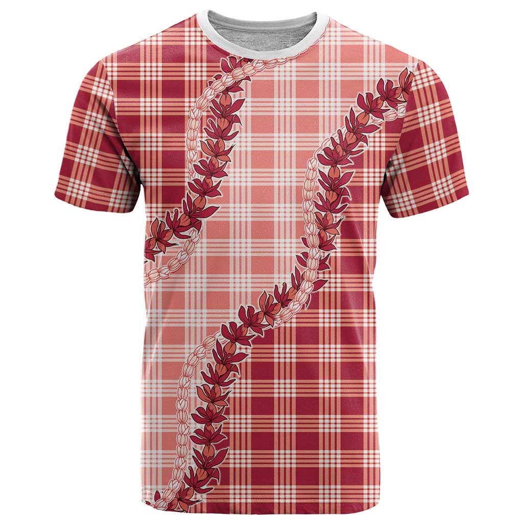 Red Hawaii Palaka T Shirt Hawaiian Pikake Lei LT05 Red - Polynesian Pride