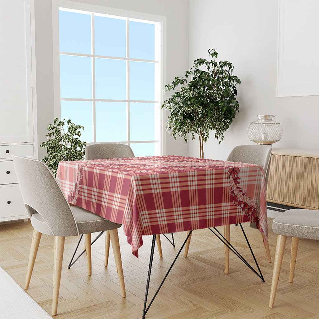 Red Hawaii Palaka Tablecloth Hawaiian Pikake Lei LT05 - Polynesian Pride