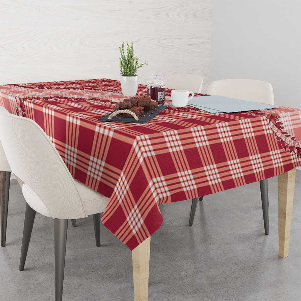 Red Hawaii Palaka Tablecloth Hawaiian Pikake Lei LT05 - Polynesian Pride
