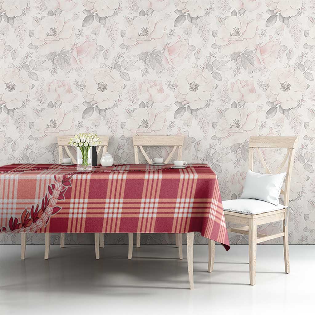 Red Hawaii Palaka Tablecloth Hawaiian Pikake Lei LT05 - Polynesian Pride