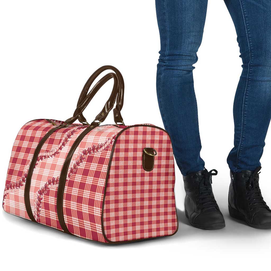 Red Hawaii Palaka Travel Bag Hawaiian Pikake Lei LT05 - Polynesian Pride