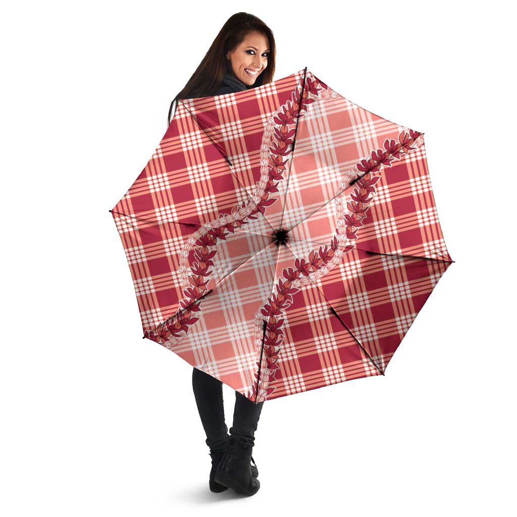 Red Hawaii Palaka Umbrella Hawaiian Pikake Lei LT05 - Polynesian Pride