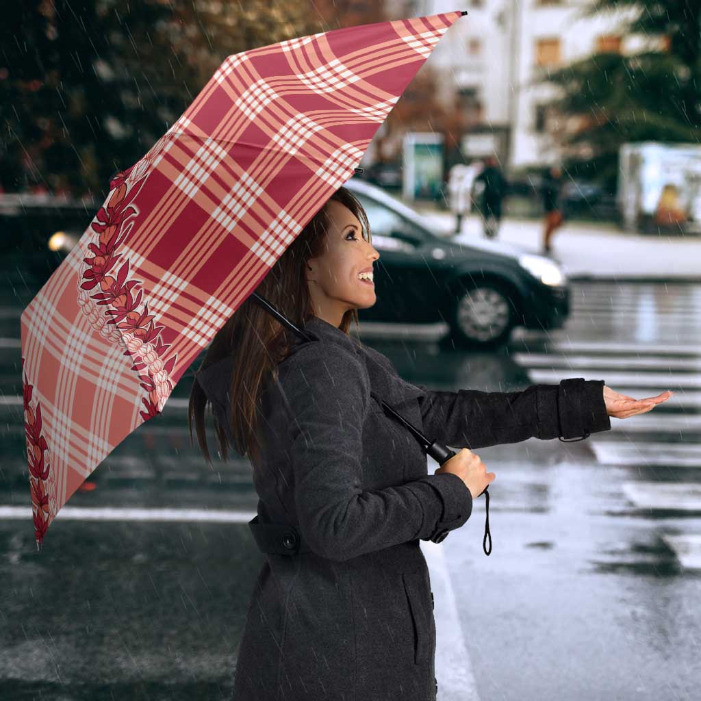Red Hawaii Palaka Umbrella Hawaiian Pikake Lei LT05 - Polynesian Pride