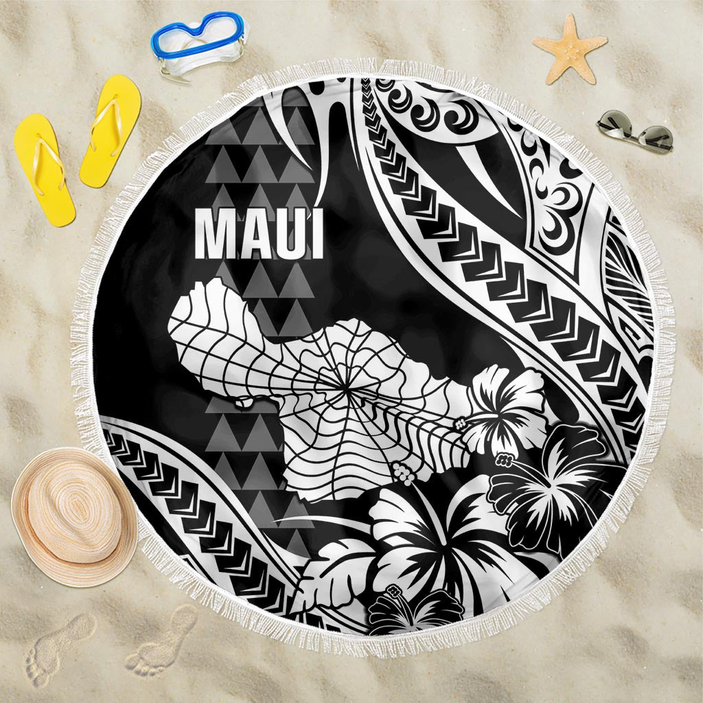 Hawaii Maui Upena Kiloi Beach Blanket Kakau Tribal Pattern Black Version LT05 One Size 150cm Black - Polynesian Pride