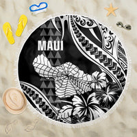 Hawaii Maui Upena Kiloi Beach Blanket Kakau Tribal Pattern Black Version LT05 One Size 150cm Black - Polynesian Pride